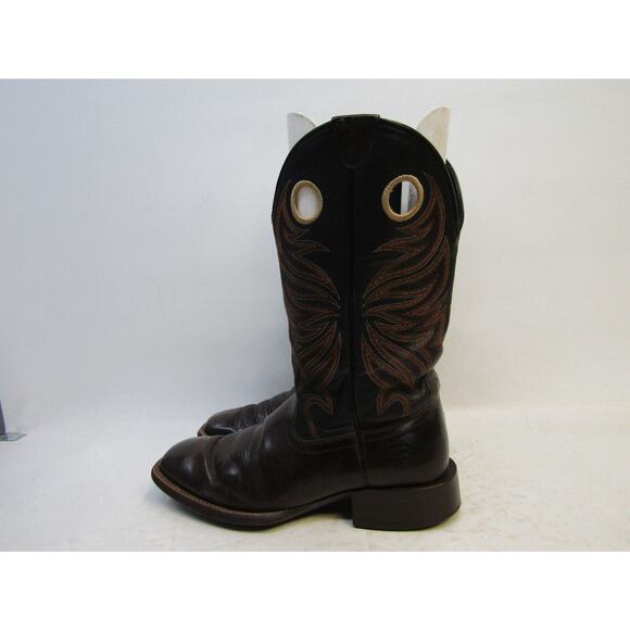 Ariat Mens Size 10 D Black Brown Leather Buckaroo Cowboy Western Boots